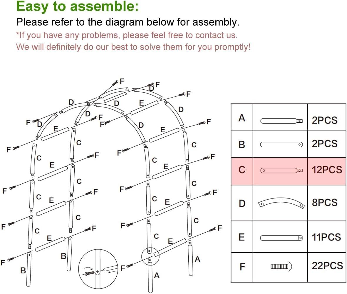 Metal Pergola Arbor,4.6 Feet Wide x7.9 Feet High Assemble Freely for Various Climbing Plant Wedding Garden Arch Bridal Party Decoration Wide Arbor