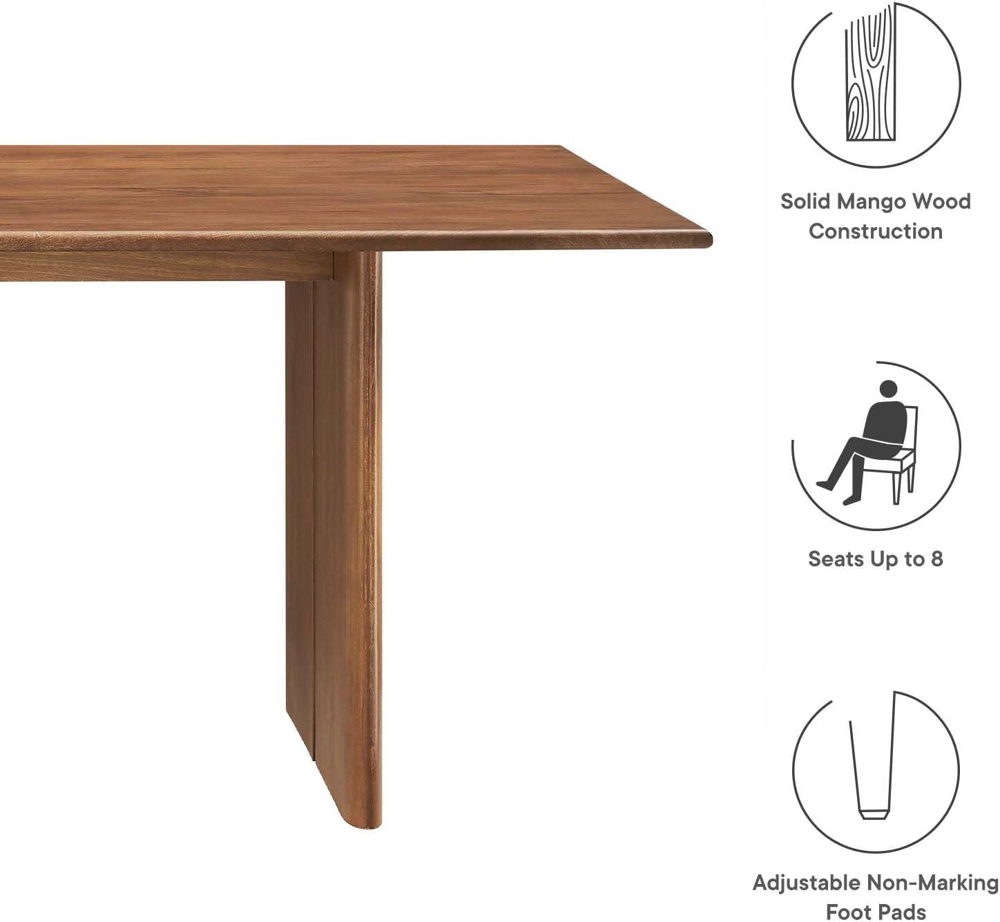 Modway Amistad 86" Rectangular Modern Wood Dining Table in Walnut