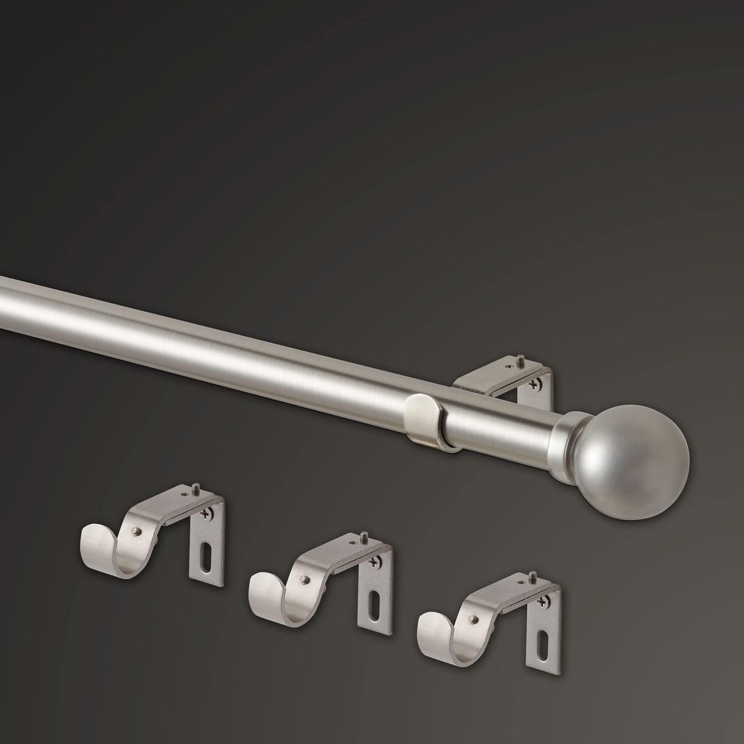 MODE Mode Premium Collection 1 Diameter Curtain Rod Set with Modern Ball Finials and Steel Wall Mounted Adjustable Rod