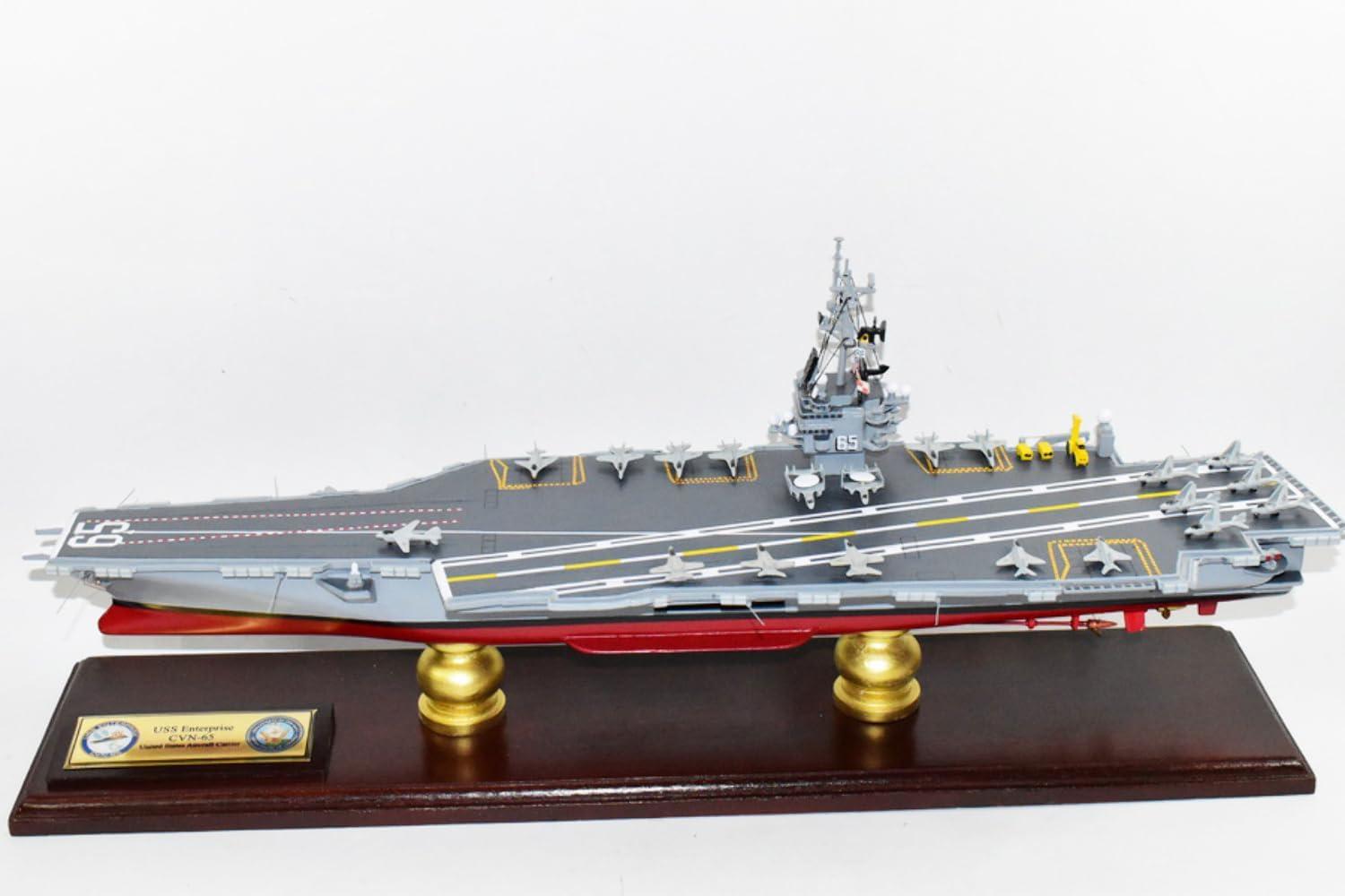 USS Enterprise (CVN-65) Aircraft Carrier Model - 24 inch,Navy,Scale Model,Mahogany,Enterprise Class