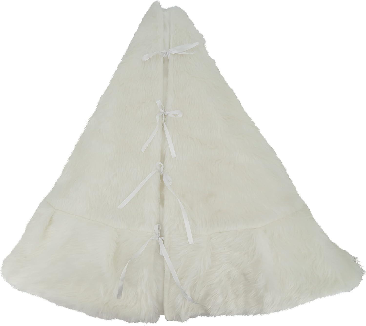 Saro Lifestyle Solid Faux Fur Design Christmas Tree Skirt