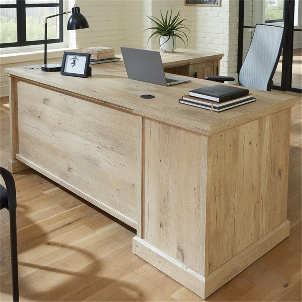 Sauder Mason Peak Engineered Wood L-Shaped Desk in Prime Oak