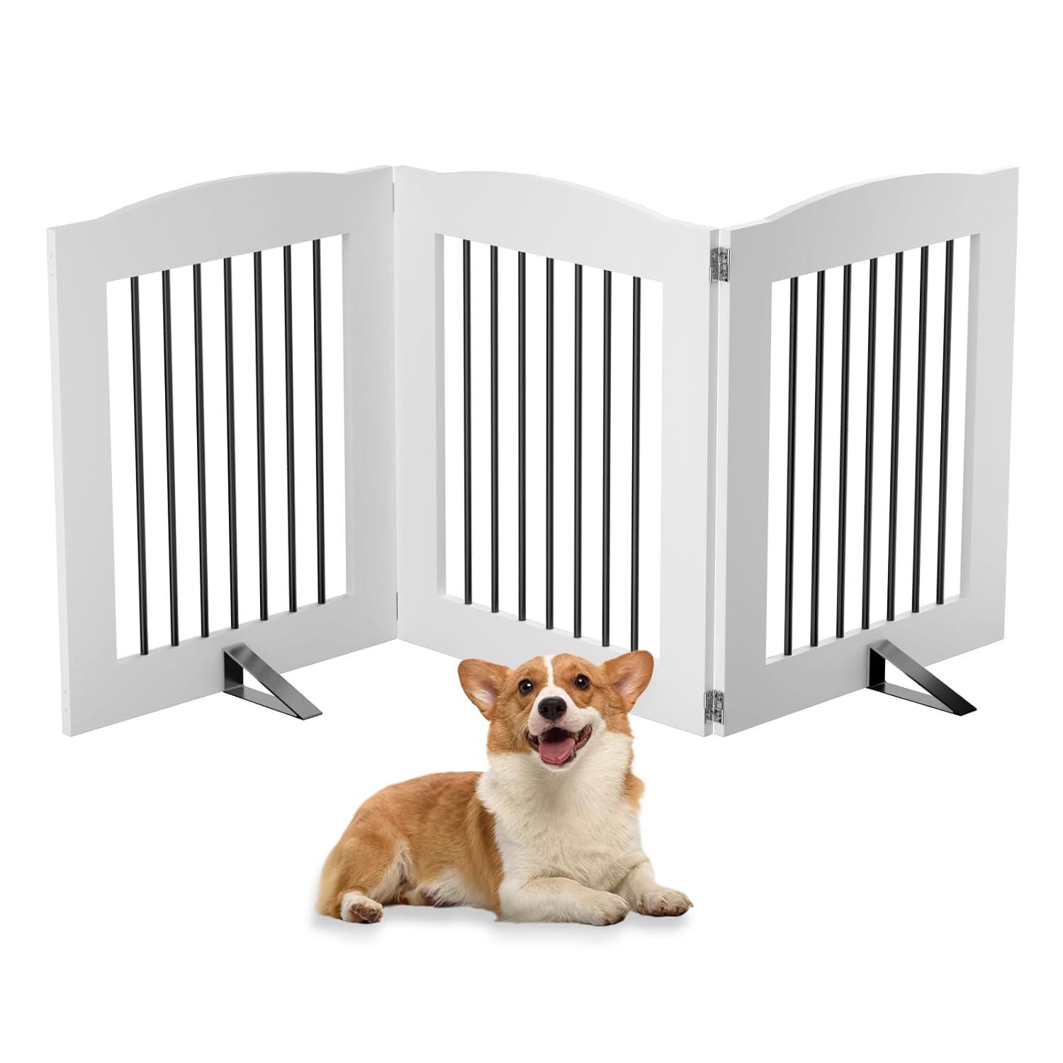 Archie & Oscar™ Freestanding Dog Gates, Foldable Dog Fence Indoor For Stairs, Doorways