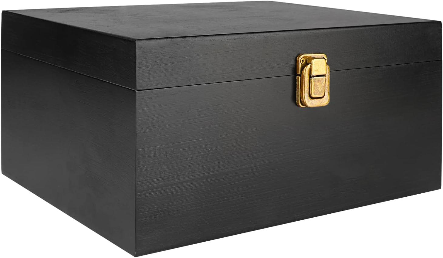 Black Beech Wood Lidded Keepsake Box with Matte Finish