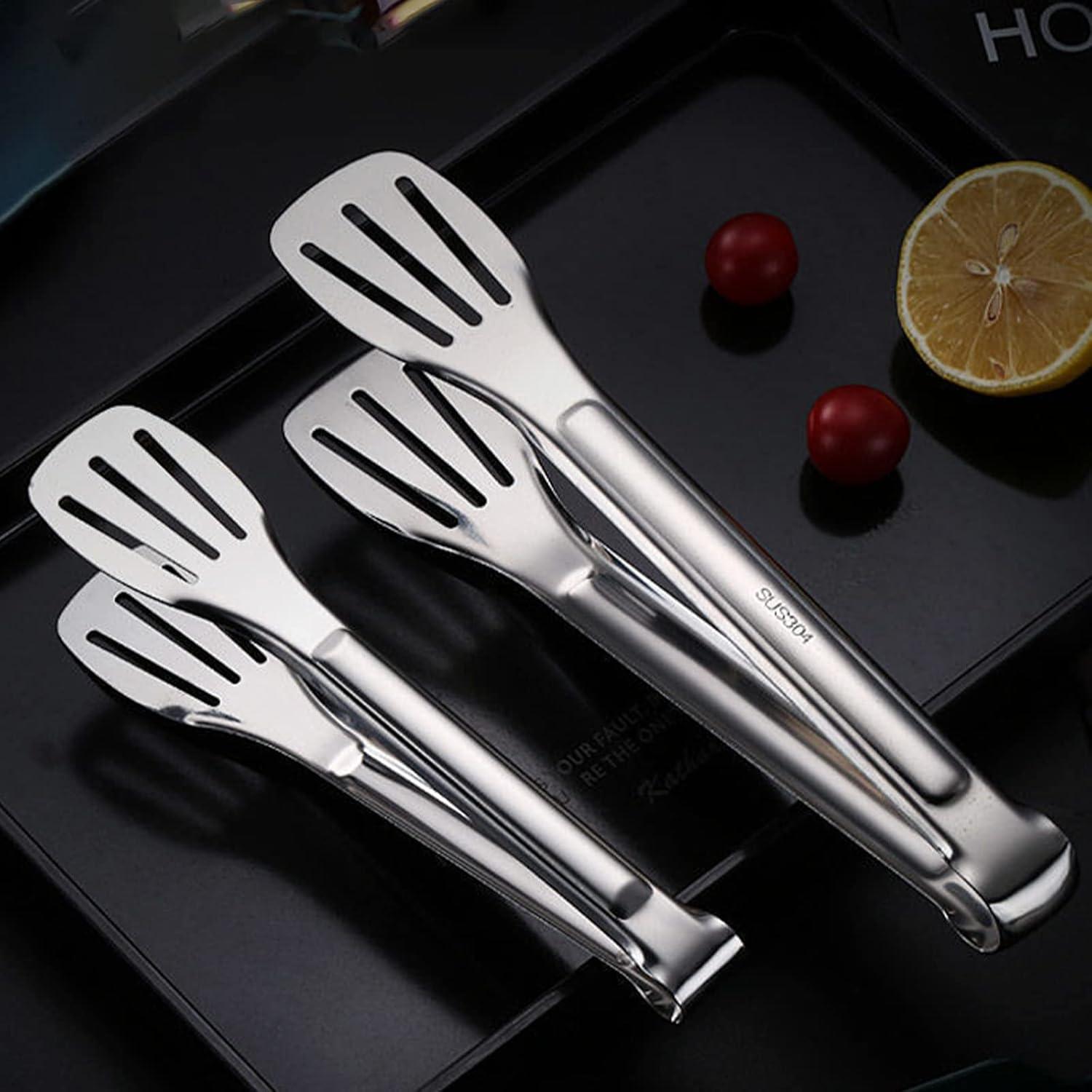 2 Pack Kitchen Tongs Stainless Steel Locking Cooking Barbecue Grilling Food Tongs Kitchen Clamps Sturdy High Resistant Heat Tongs (2PC (7inch and 12inch))