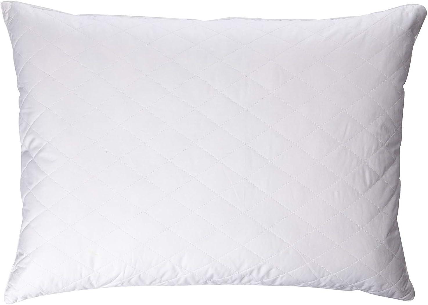 Medium Quilted White Goose Feather Down Pillow Set