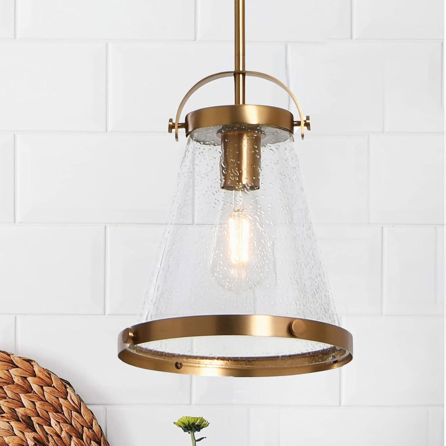 Farmhouse Globe 10" Gold & Glass Ceiling Light with Edison Bulb