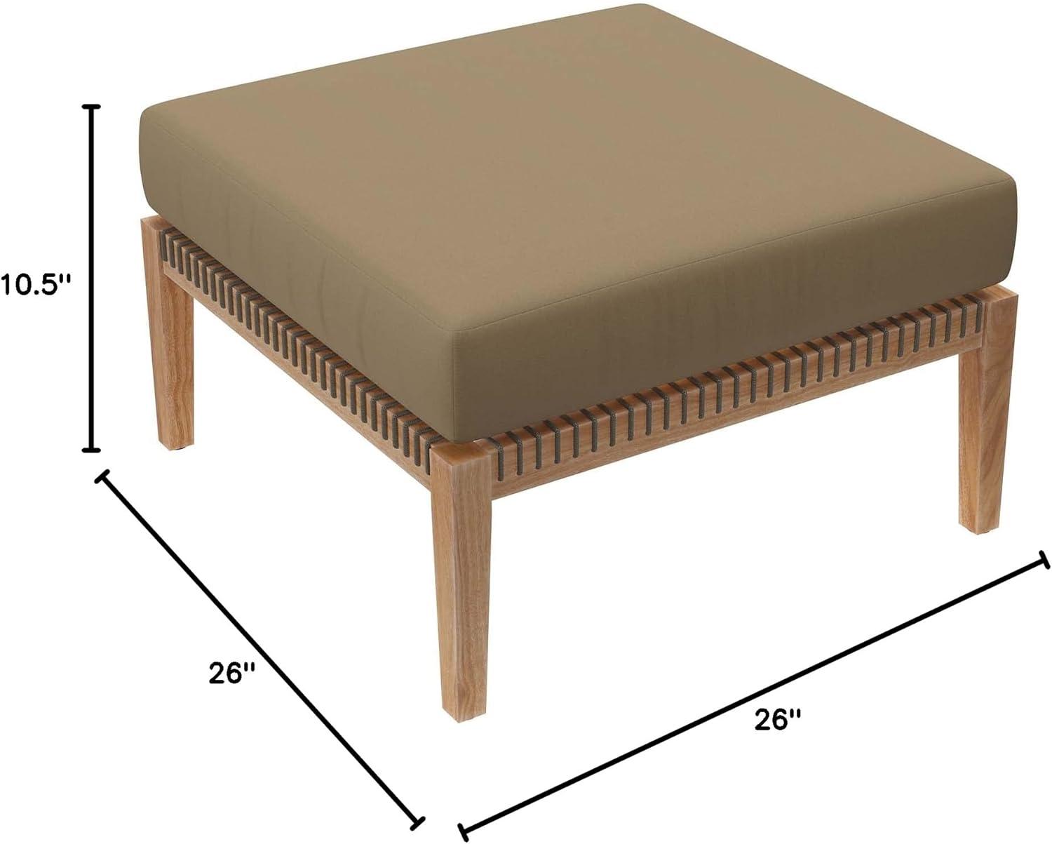 Modway Clearwater Outdoor Patio Teak Wood Ottoman