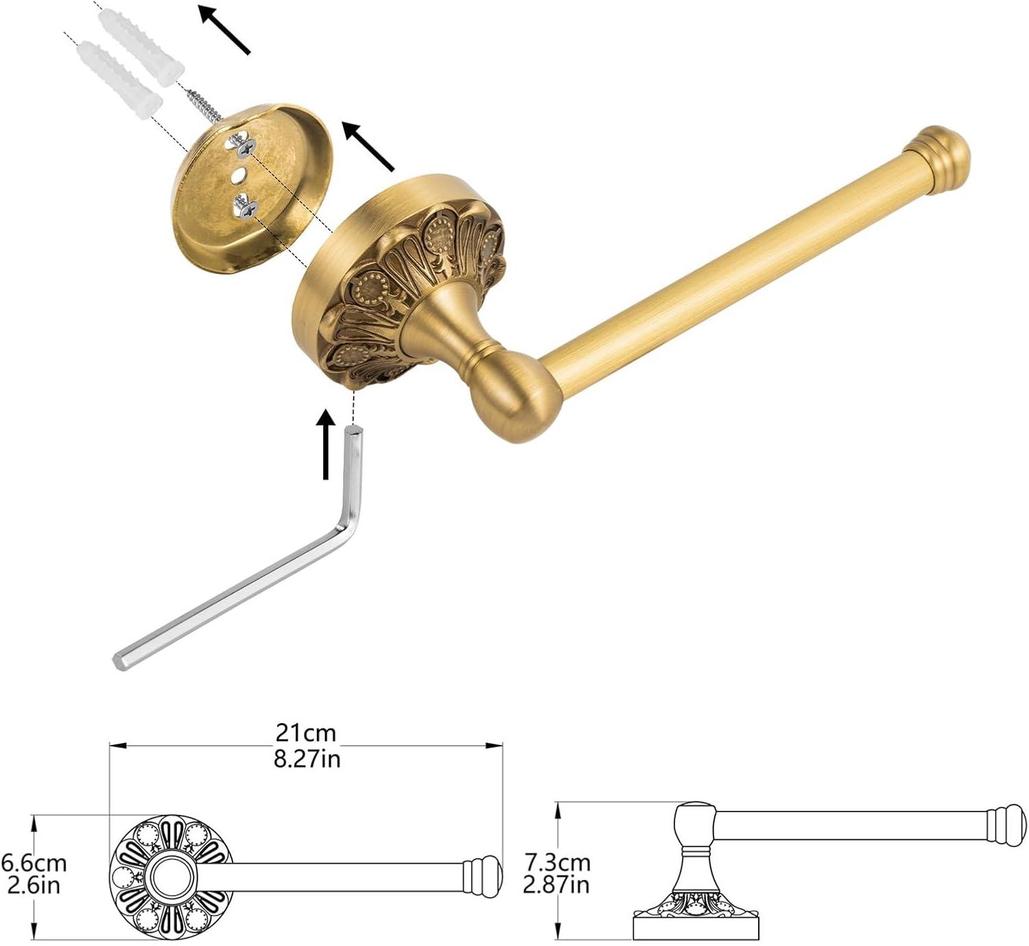 Lucyound Antique Brass Toilet Paper Holder, Bathroom Tissue Roll Holder Wall Mount, Vintage Gold Decorative Bathroom Accessories, Petal-Relief Series C3