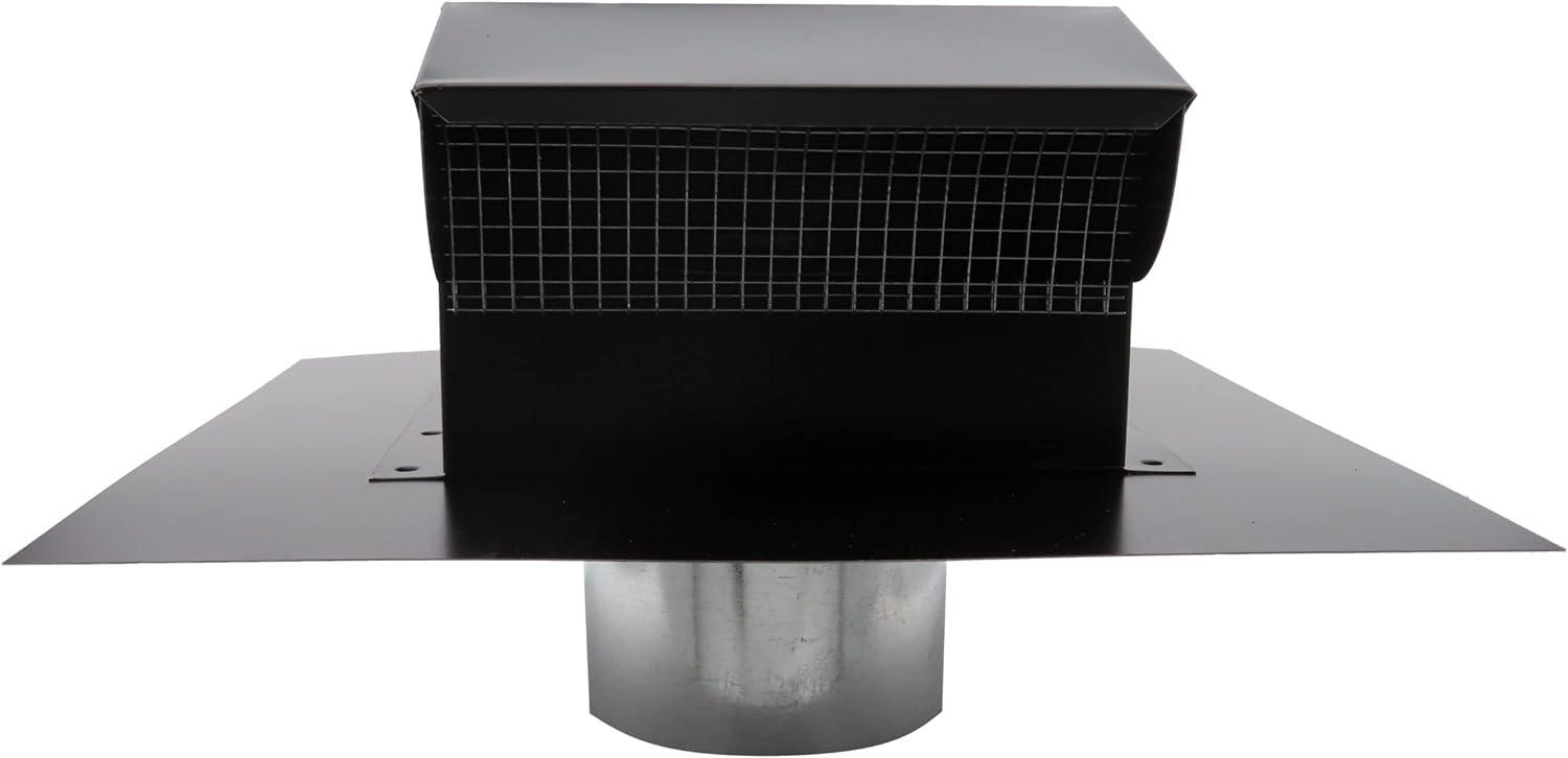 RDP Rooftop Exhaust Vent Cap with Damper and Bottom Extension (10 Inch, Black)