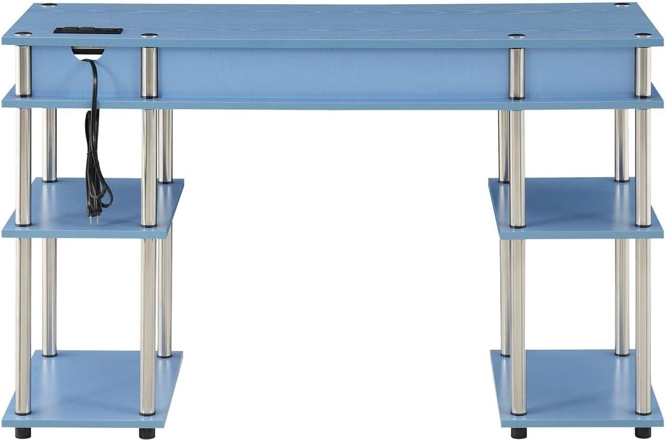 Designs2Go No Tools Student Desk with Charging Station in Blue Wood Finish