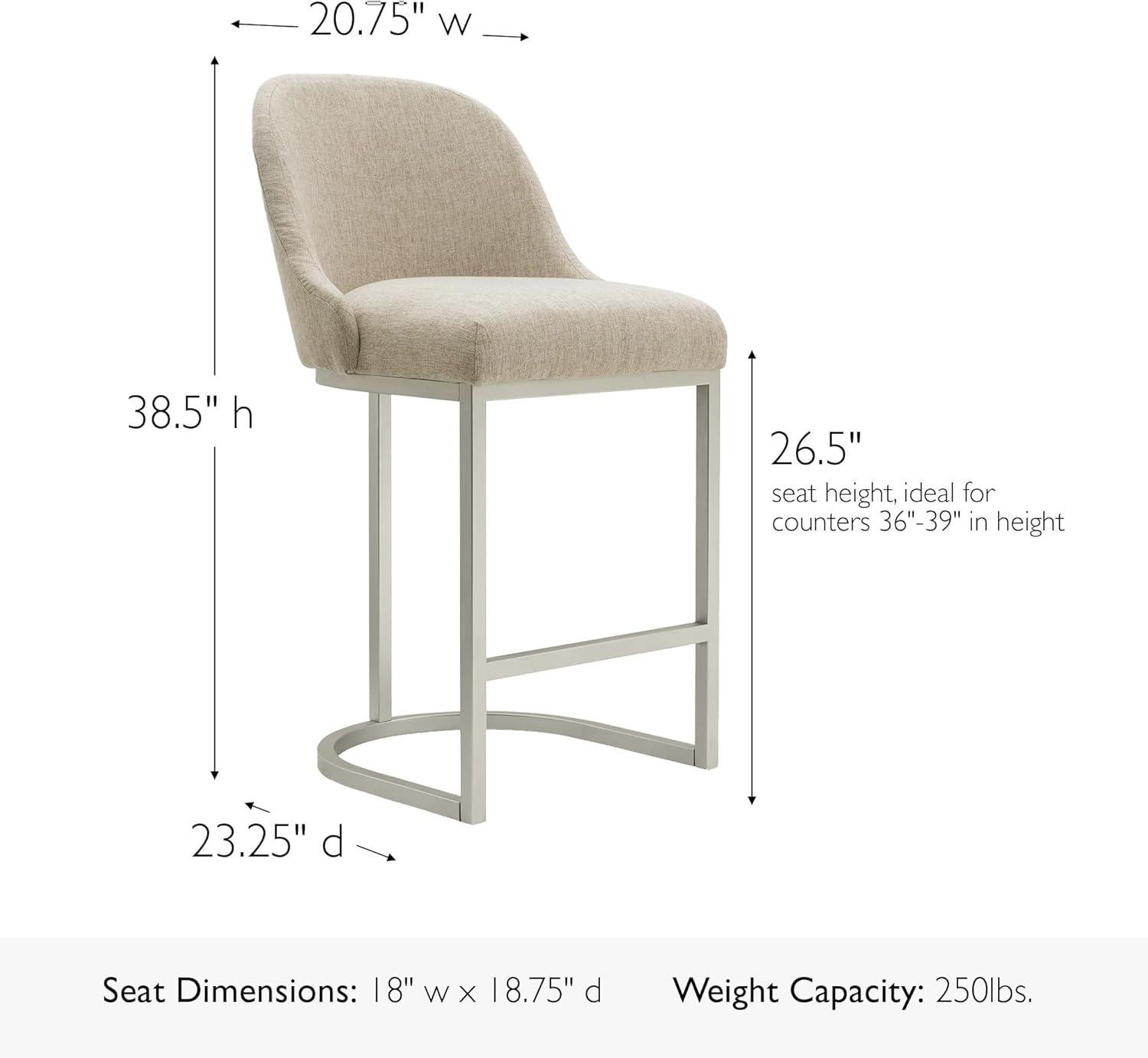 Willa Arlo™ Interiors Barrelback Stool with Linen Seat and Metal Base
