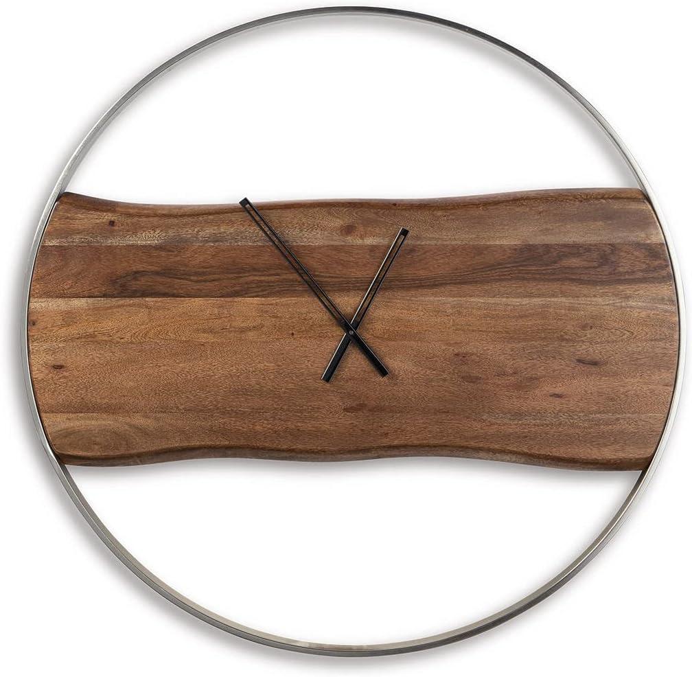 Signature Design by Ashley Casual Panchali Wall Clock  Brown/Silver Finish