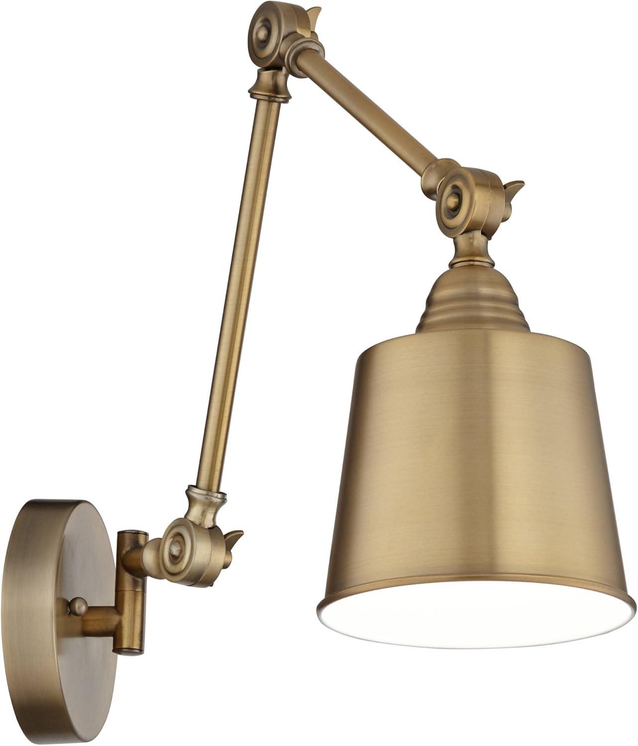 Mendes Antique Brass Finish Adjustable Arm Wall Lamps Set of 2