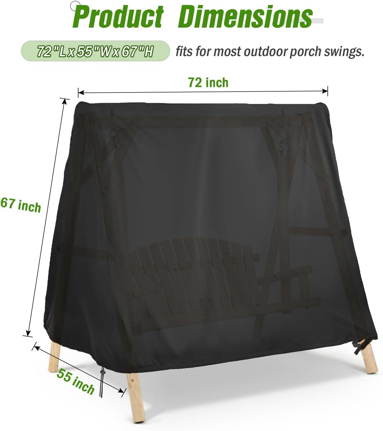 Black Waterproof Oxford Fabric Outdoor Swing Cover with Drawstring