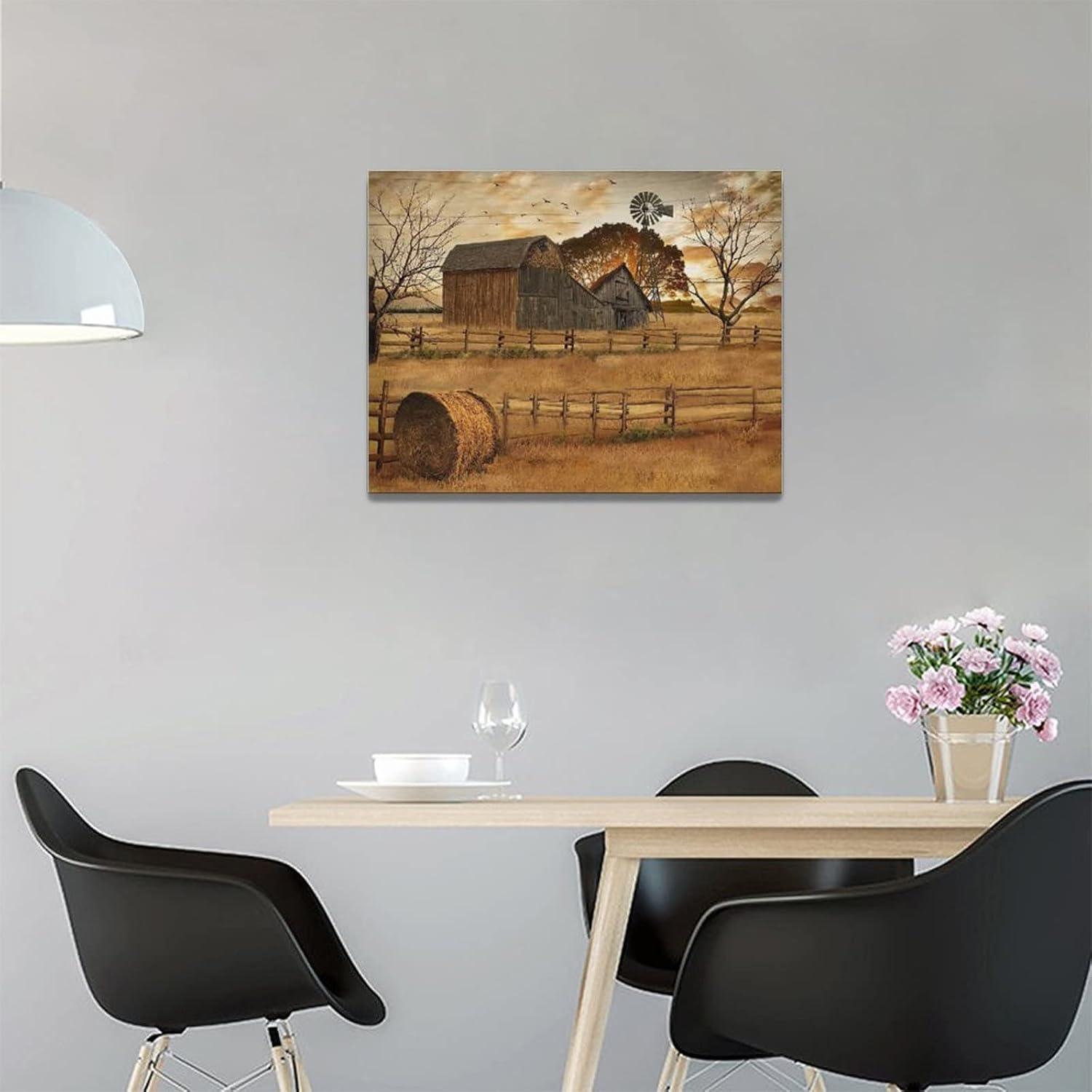 Rustic Country Sunset Landscape Canvas Print 16" x 12"