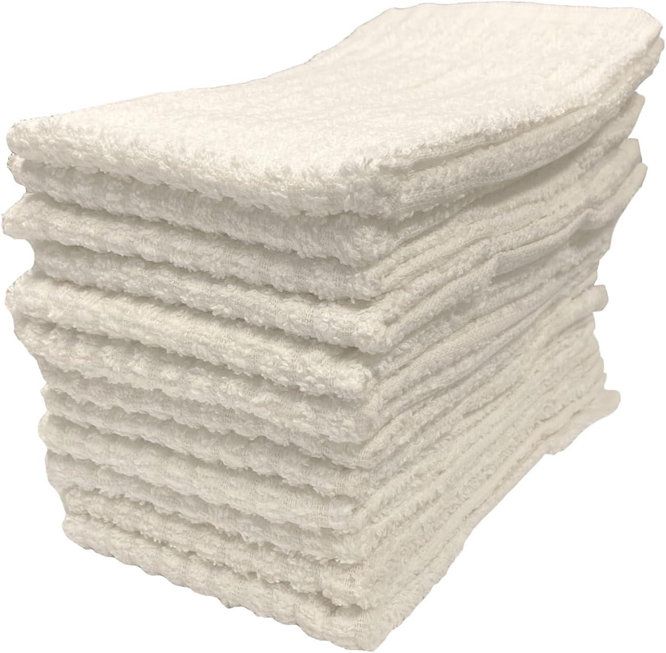 Premius 12-Pack White Cotton Bar Mop Kitchen Towels