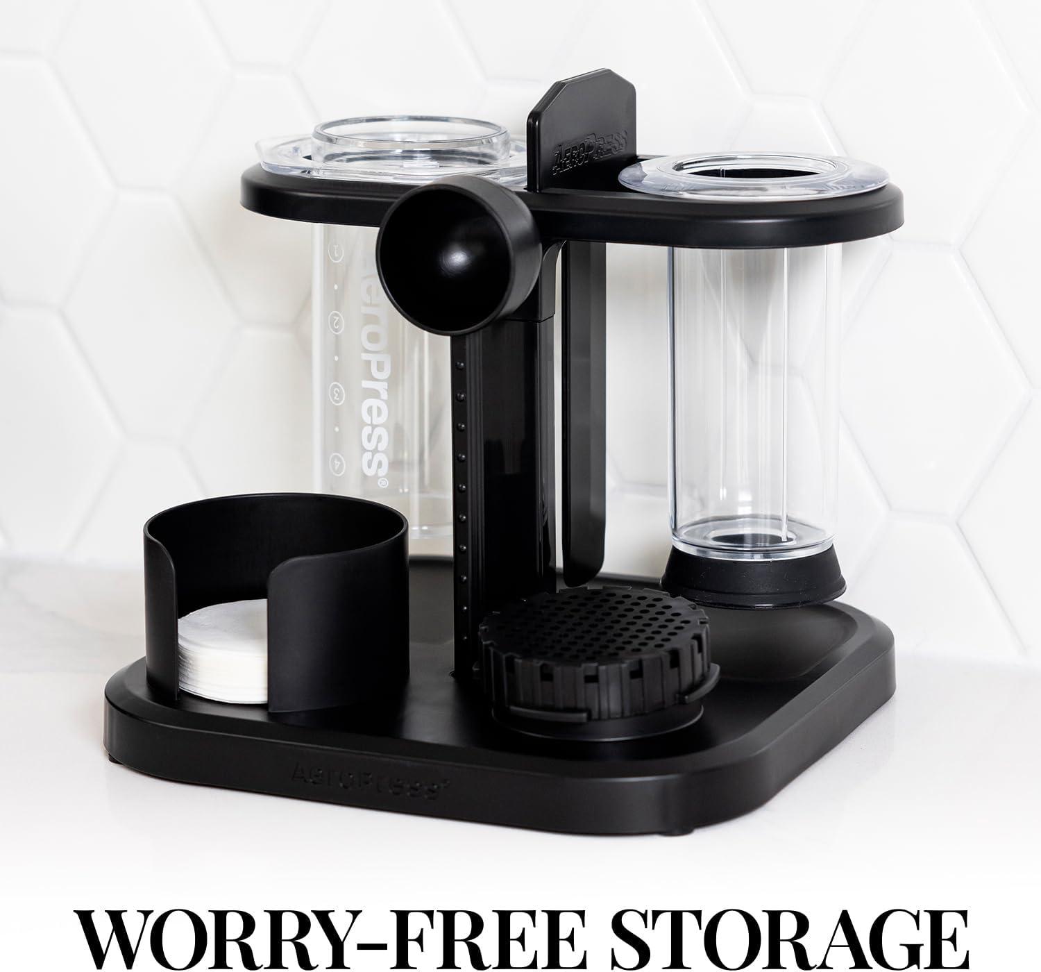 Black Compact AeroPress Coffee Maker Organizer Stand