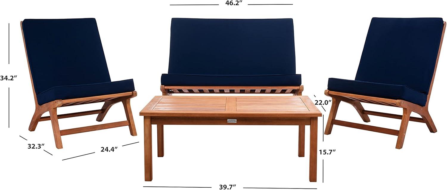 Chaston 4 Piece Living Set - Indoor/Outdoor - PAT7044 - Natural/Navy - Safavieh