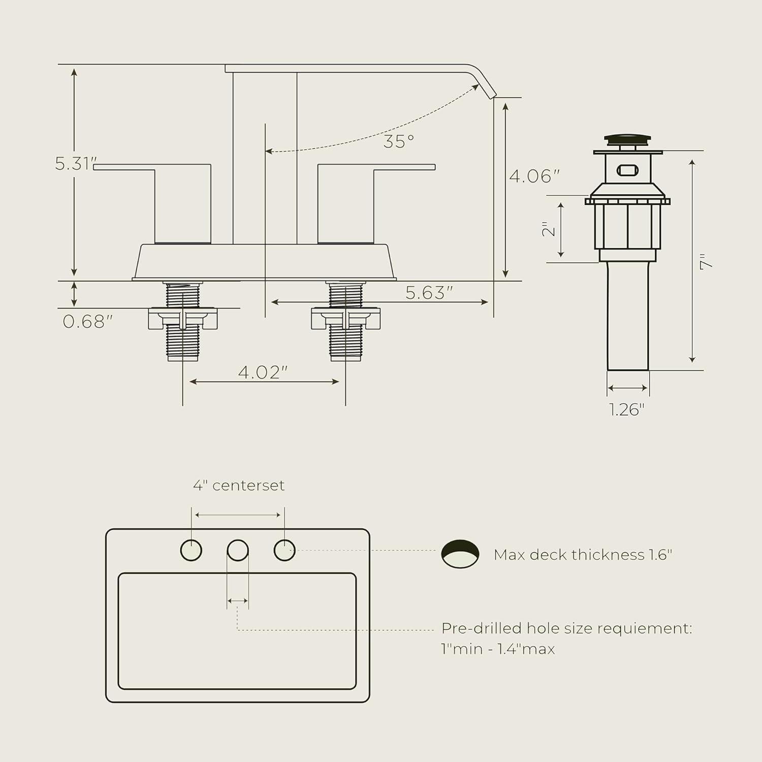 Matte Black Ceramic Disc Double Handle Bathroom Faucet with Pop-Up Drain Kit
