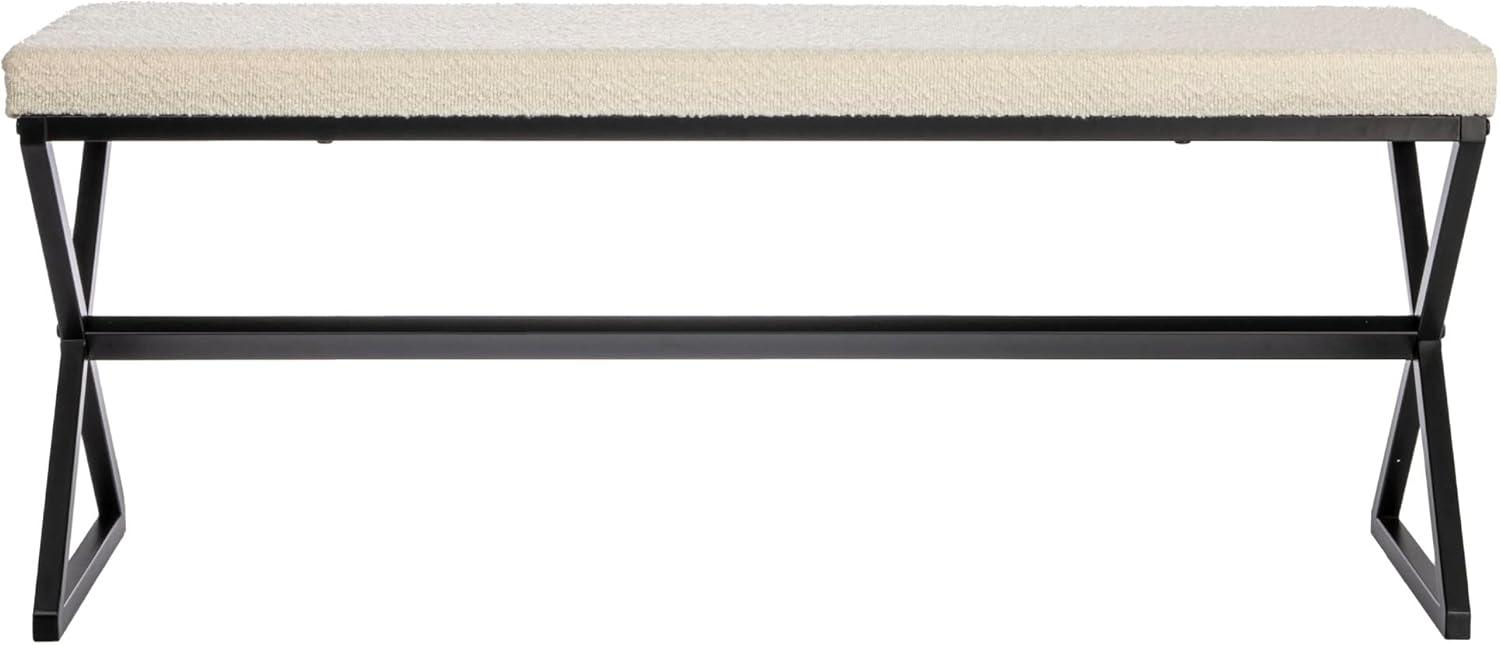 Harper Metal Bench with Boucle Upholstered Cushion