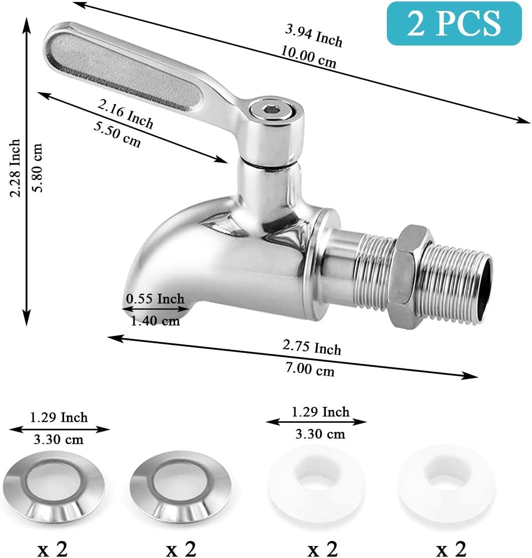 Polished Stainless Steel Beverage Dispenser Replacement Spigot Set