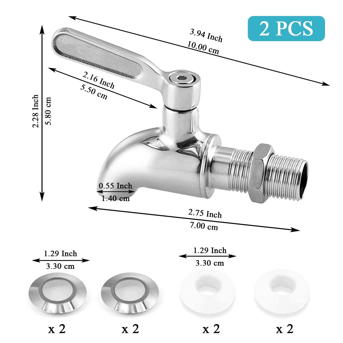 Polished Stainless Steel Beverage Dispenser Replacement Spigot Set