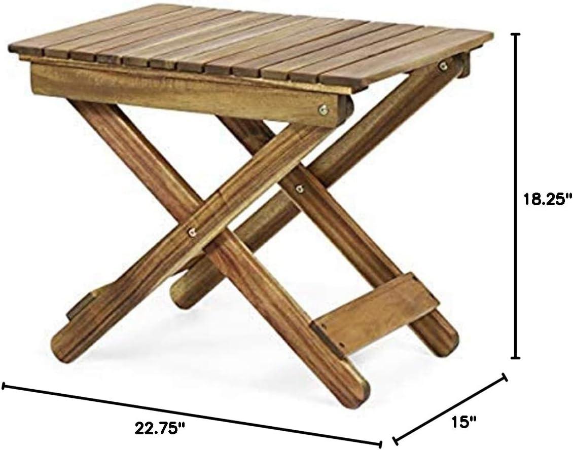 Natural Acacia Wood Outdoor Folding Side Table