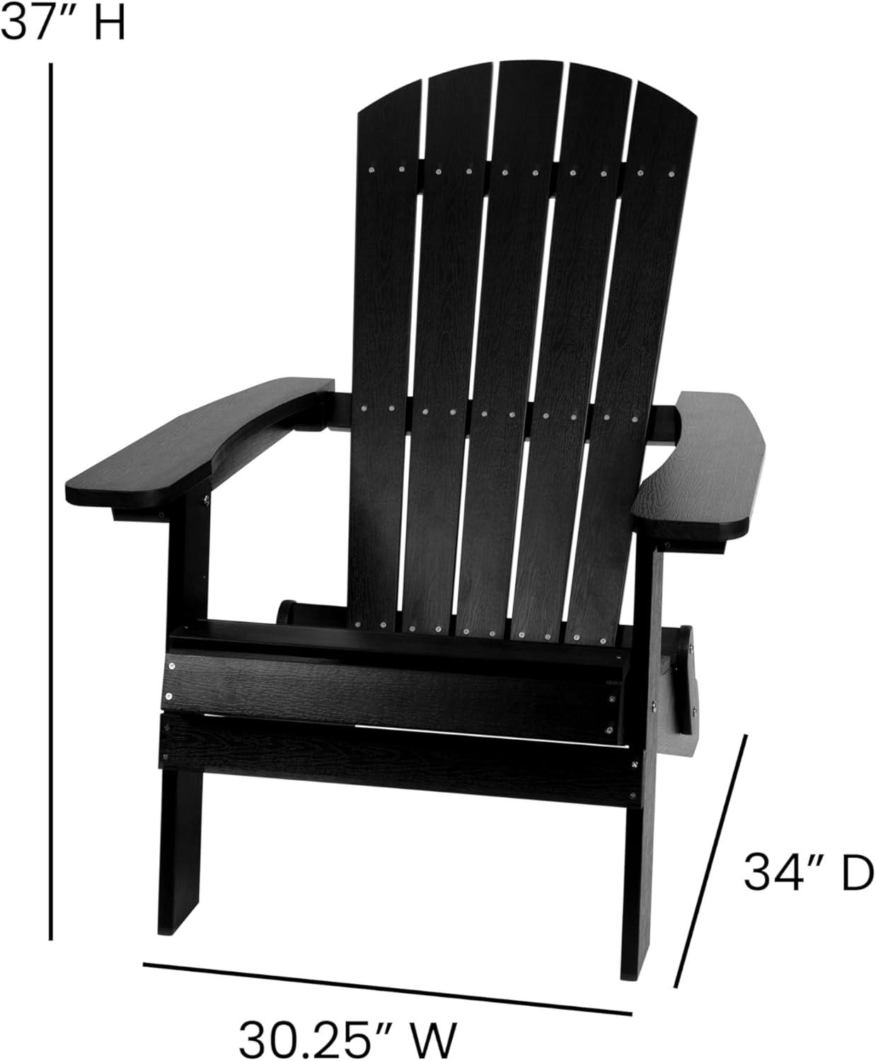 Flash Furniture Charlestown All-Weather Poly Resin Indoor/Outdoor Folding Adirondack Chair in Black