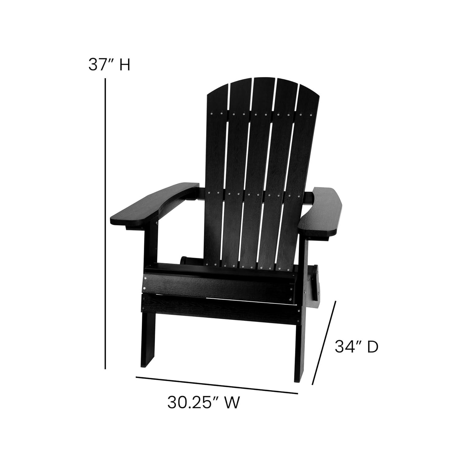 Flash Furniture Charlestown All-Weather Poly Resin Indoor/Outdoor Folding Adirondack Chair in Black