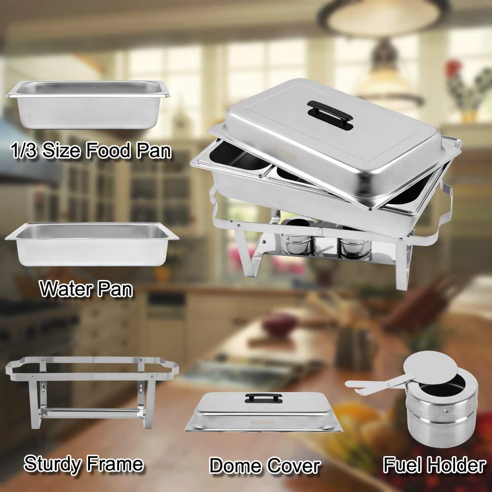ROVSUN 8 Quart Stainless Steel Silver Chafing Dish Buffet Set 1/3 Food Pan