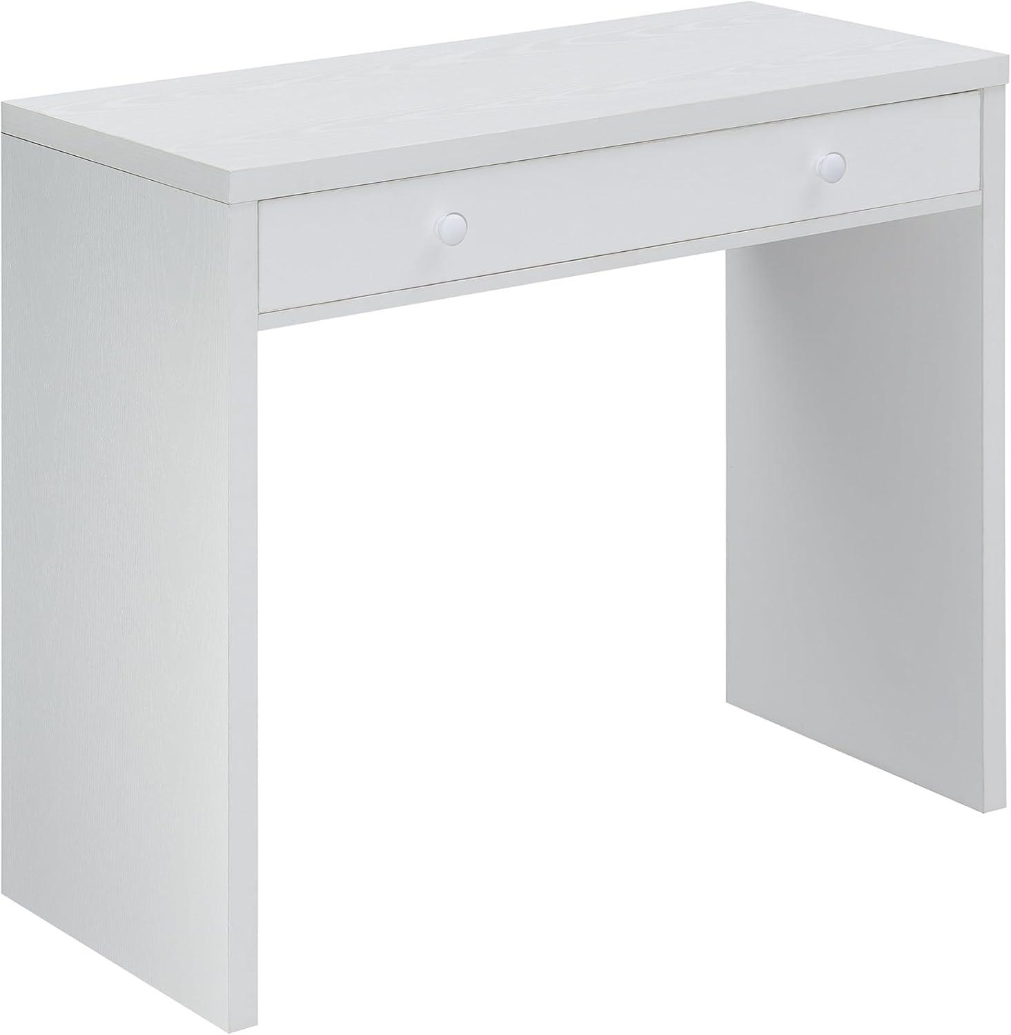 Sleek White 36" Contemporary Desk with Drawer