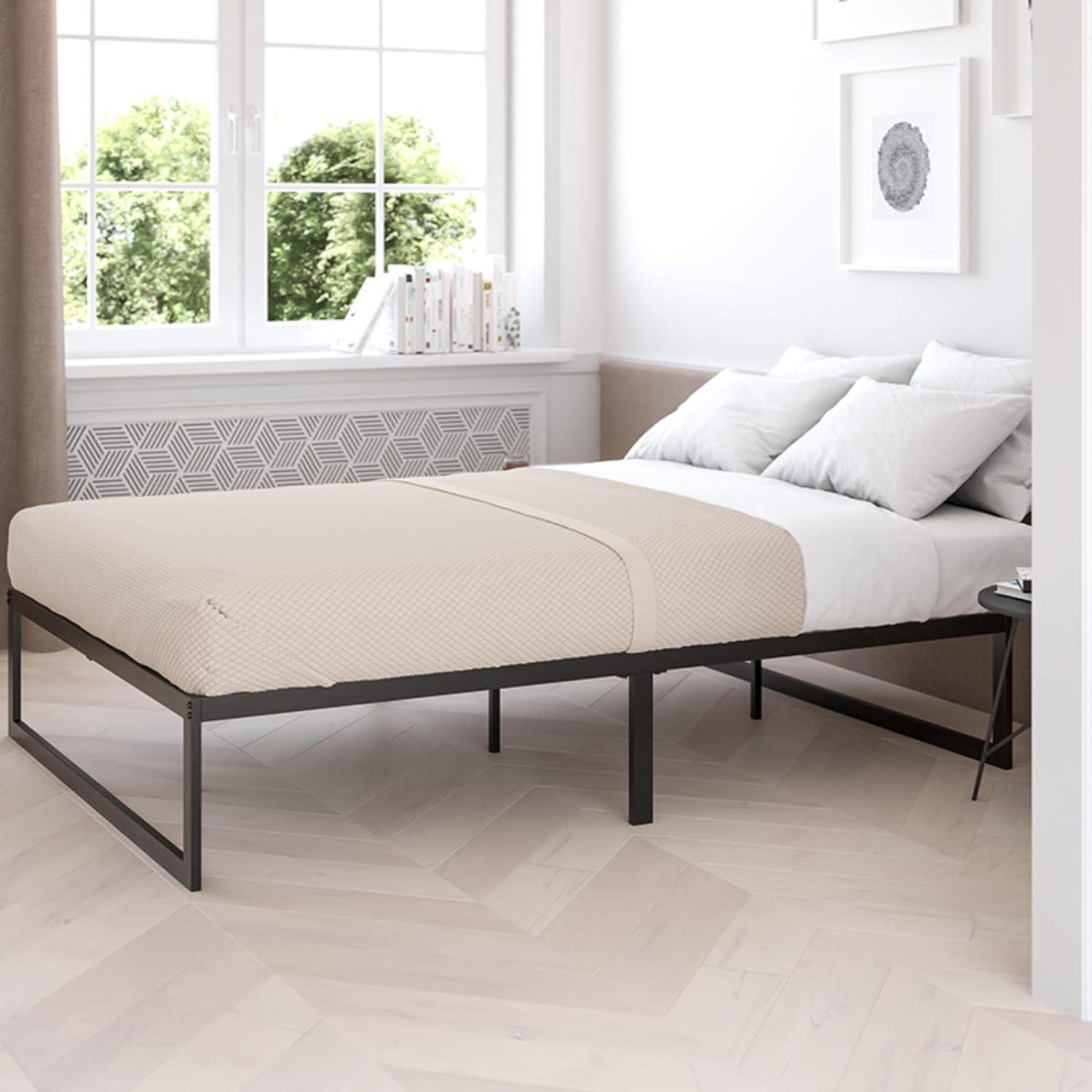 Black King Metal Platform Bed Frame with Slats