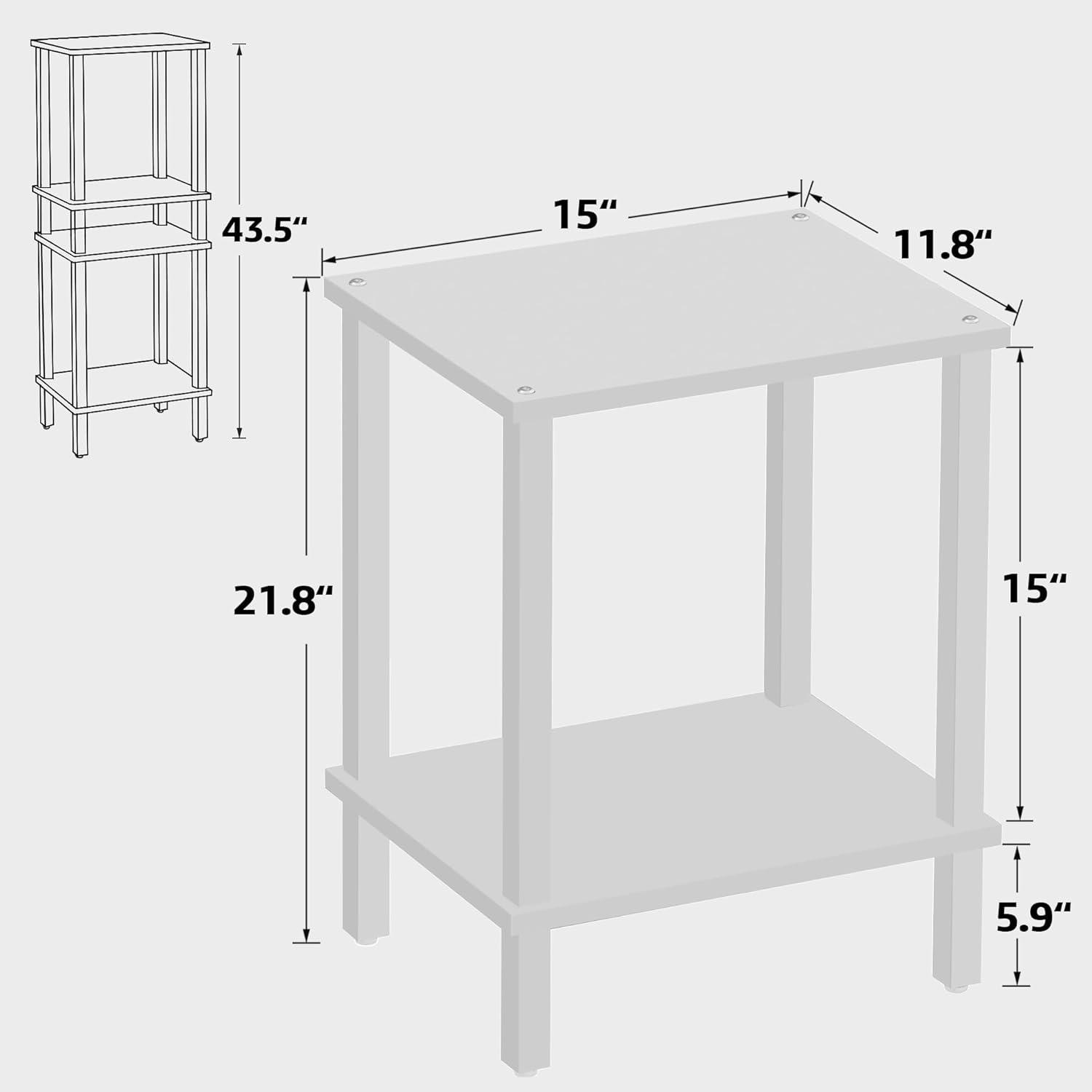 End Table, Set of 2, Side Table, Nightstand, 2-Tier Storage Shelf, Sofa Table for Small Space, Living Room, Bed Room TB01BW035