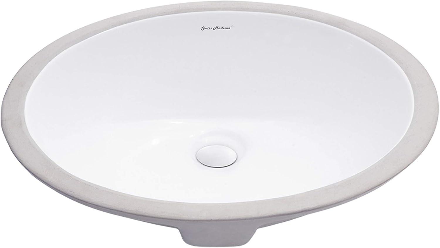 Monaco 19-Inch Gloss White Ceramic Oval Undermount Sink