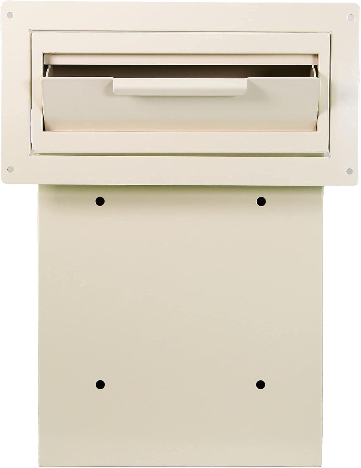 Beige Cream Steel Lockable Through-the-Door Mail Drop Box