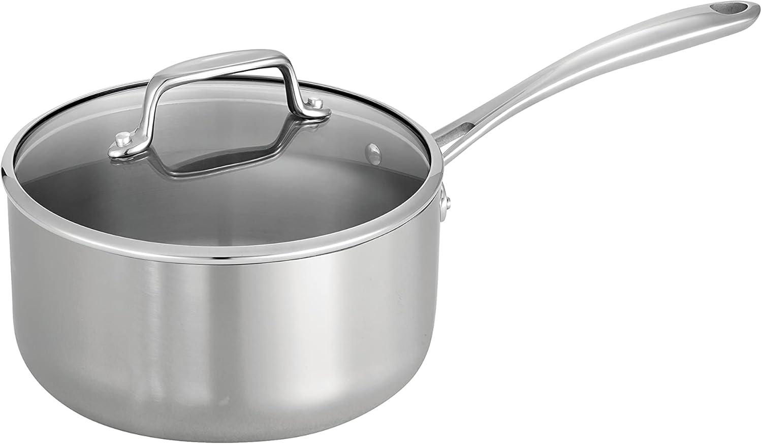 Tri-Ply Clad 3-Quart Stainless Steel Sauce Pan with Glass Lid