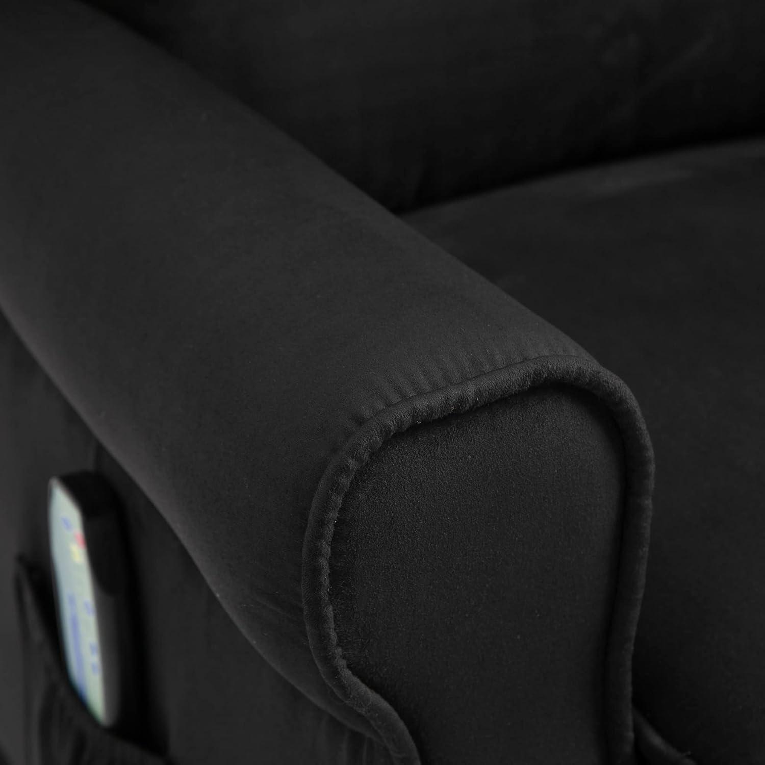 HOMCOM Wingback Heated Vibrating Massage Chair, Accent Sofa Vintage Upholstered Massage Recliner Chair, Black