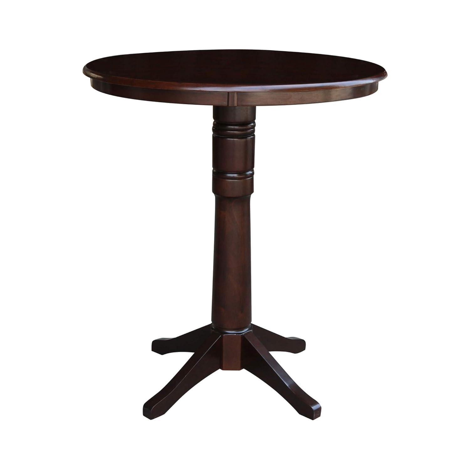 36" Round Pedestal Bar Height Table - Mocha