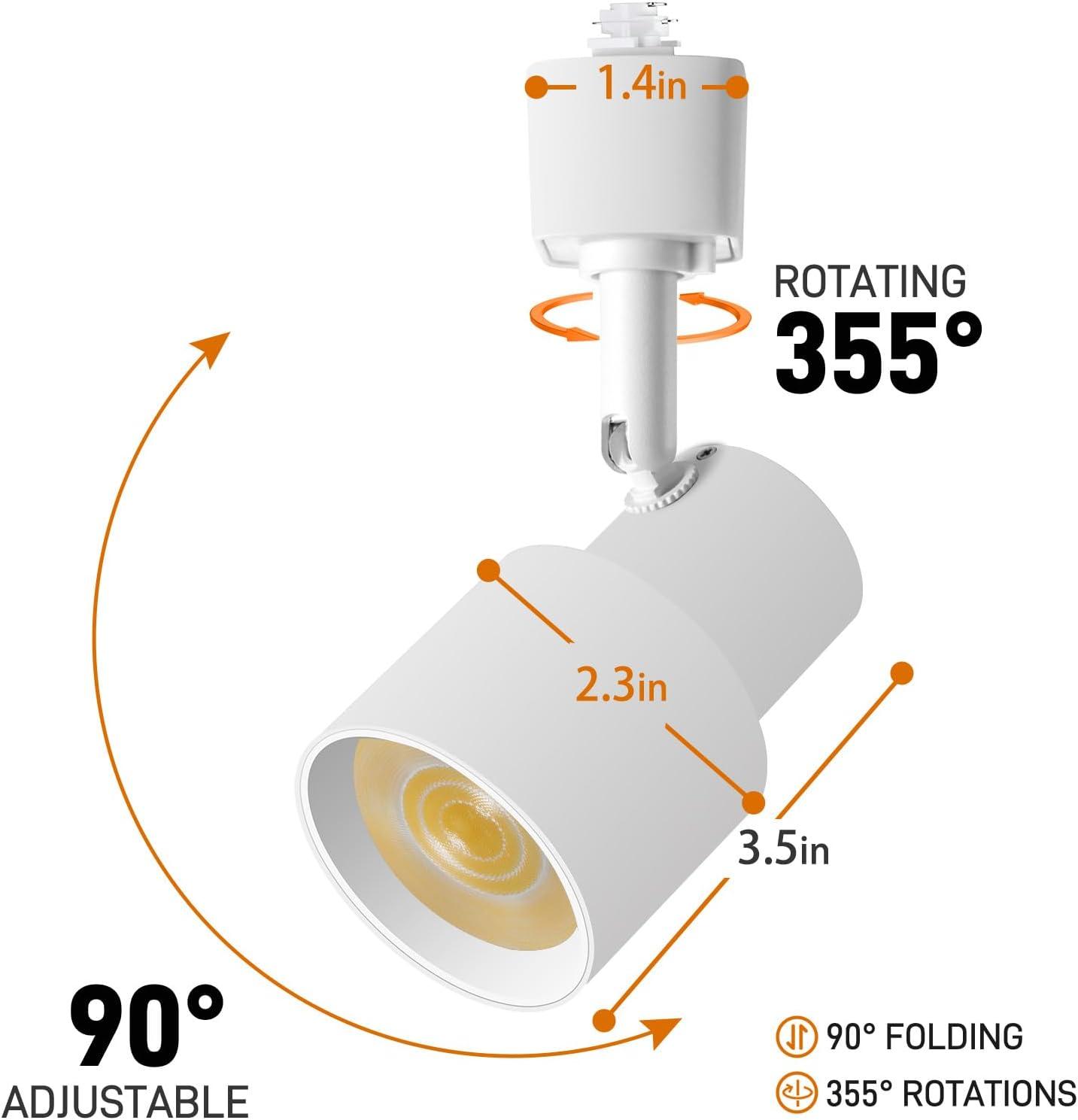 10W H Track Lighting Heads, Dimmable LED Track Lighting Heads Fixtures Bright 3000K Warm White Track Light Head for Accent Task Art, Flicker Free CRI90+ 24° 900lm (White, 4 Pack)