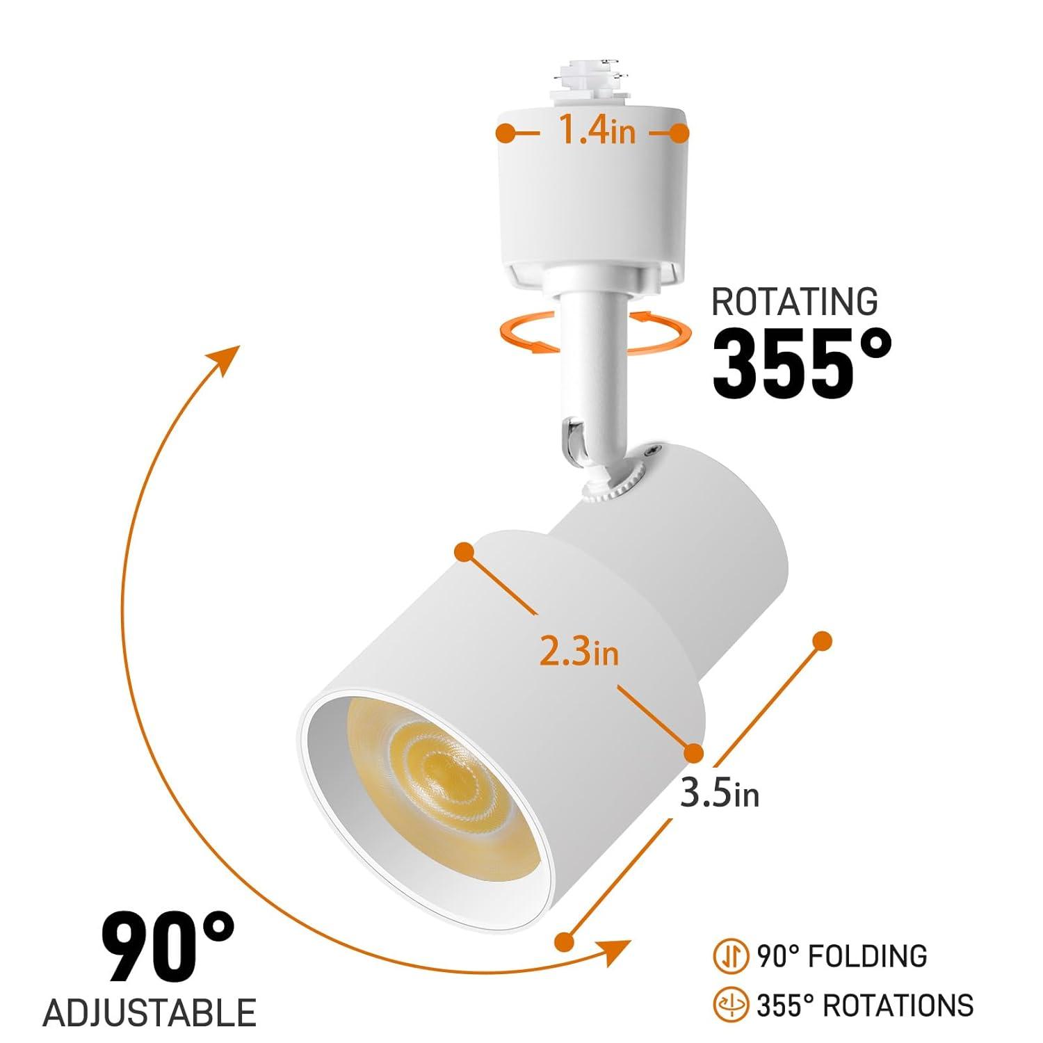 10W H Track Lighting Heads, Dimmable LED Track Lighting Heads Fixtures Bright 3000K Warm White Track Light Head for Accent Task Art, Flicker Free CRI90+ 24° 900lm (White, 4 Pack)