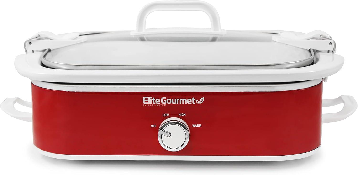 Red 3.5 Qt Oval Slow Cooker with Locking Lid