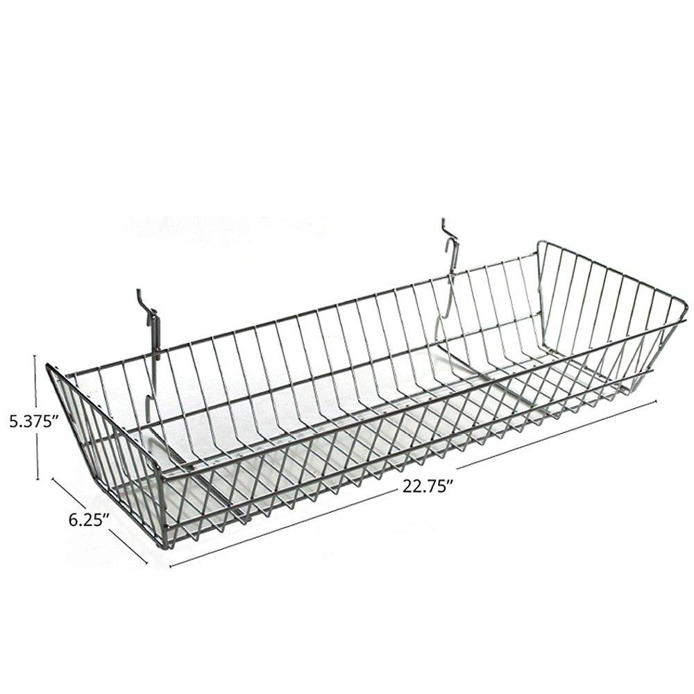 Azar Displays 5"H Chrome Wire Basket, 2-Pack (Set of 2)
