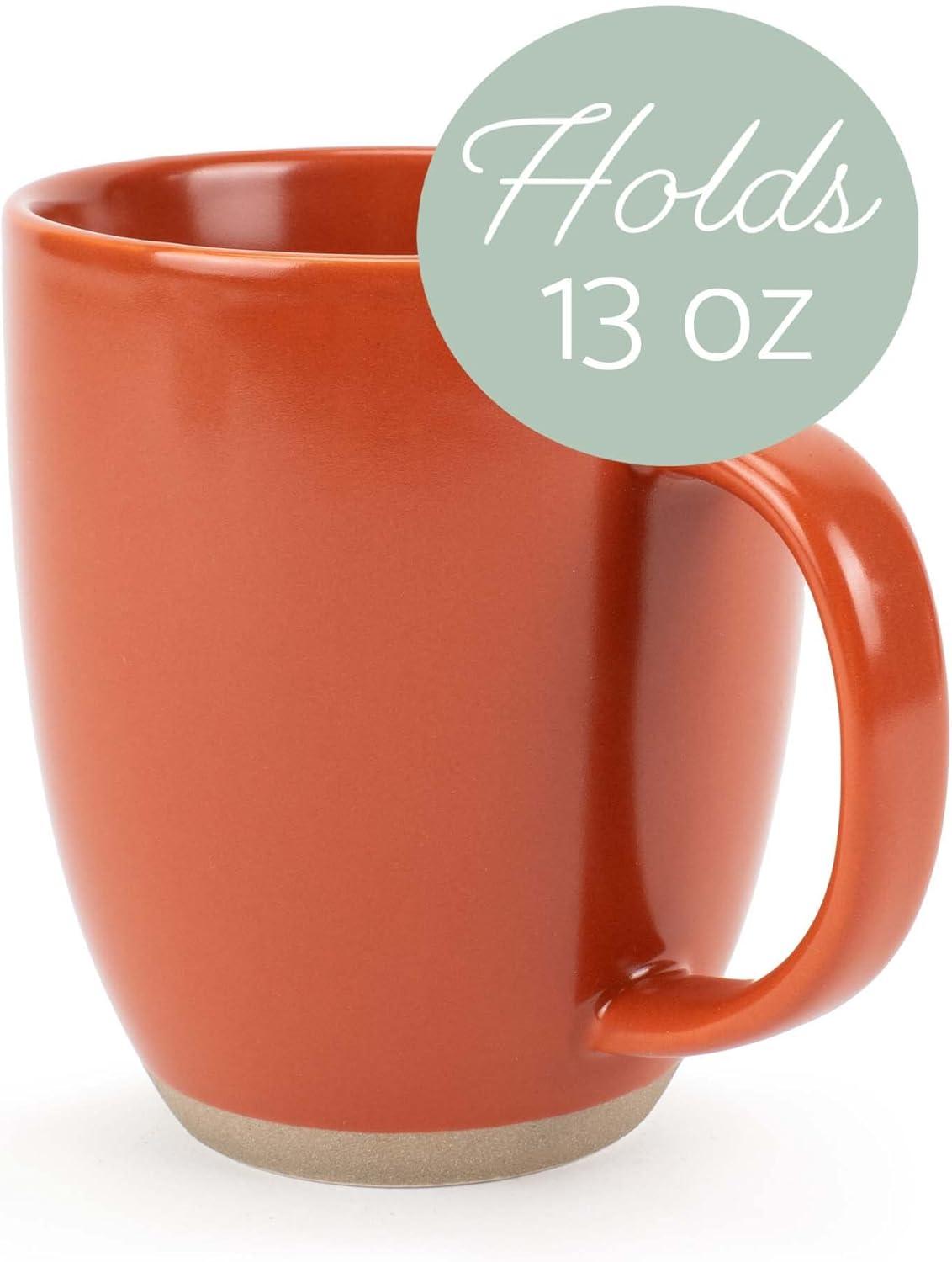 Elanze Designs Raw Clay Bottom Rust Red 13 ounce Ceramic Coffee Mugs Set of 4