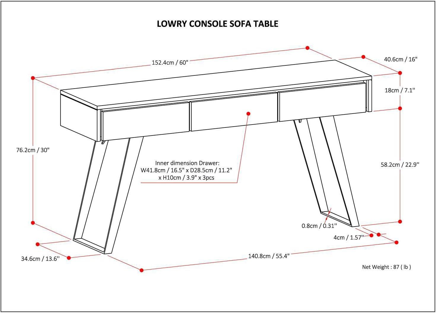 Rustic Natural Aged Brown Acacia & Metal Industrial Console with Storage