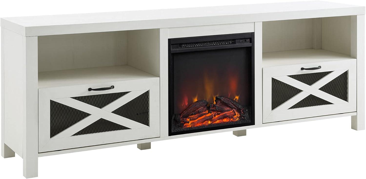 Gracie Oaks Industrial 70" tv stand with fireplace for 80" TVs, media center, tv console