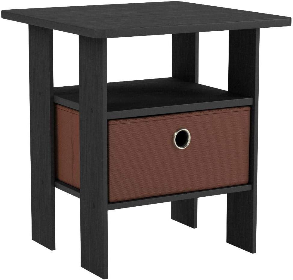 Furinno Andrey End Table Nightstand with Bin Drawer Set of 2, Multiple Colors