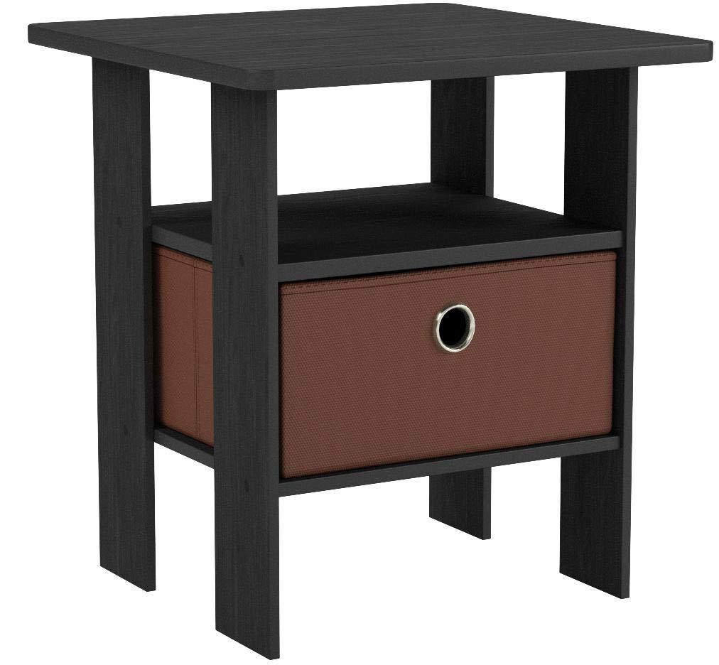 Furinno Andrey End Table Nightstand with Bin Drawer Set of 2, Multiple Colors