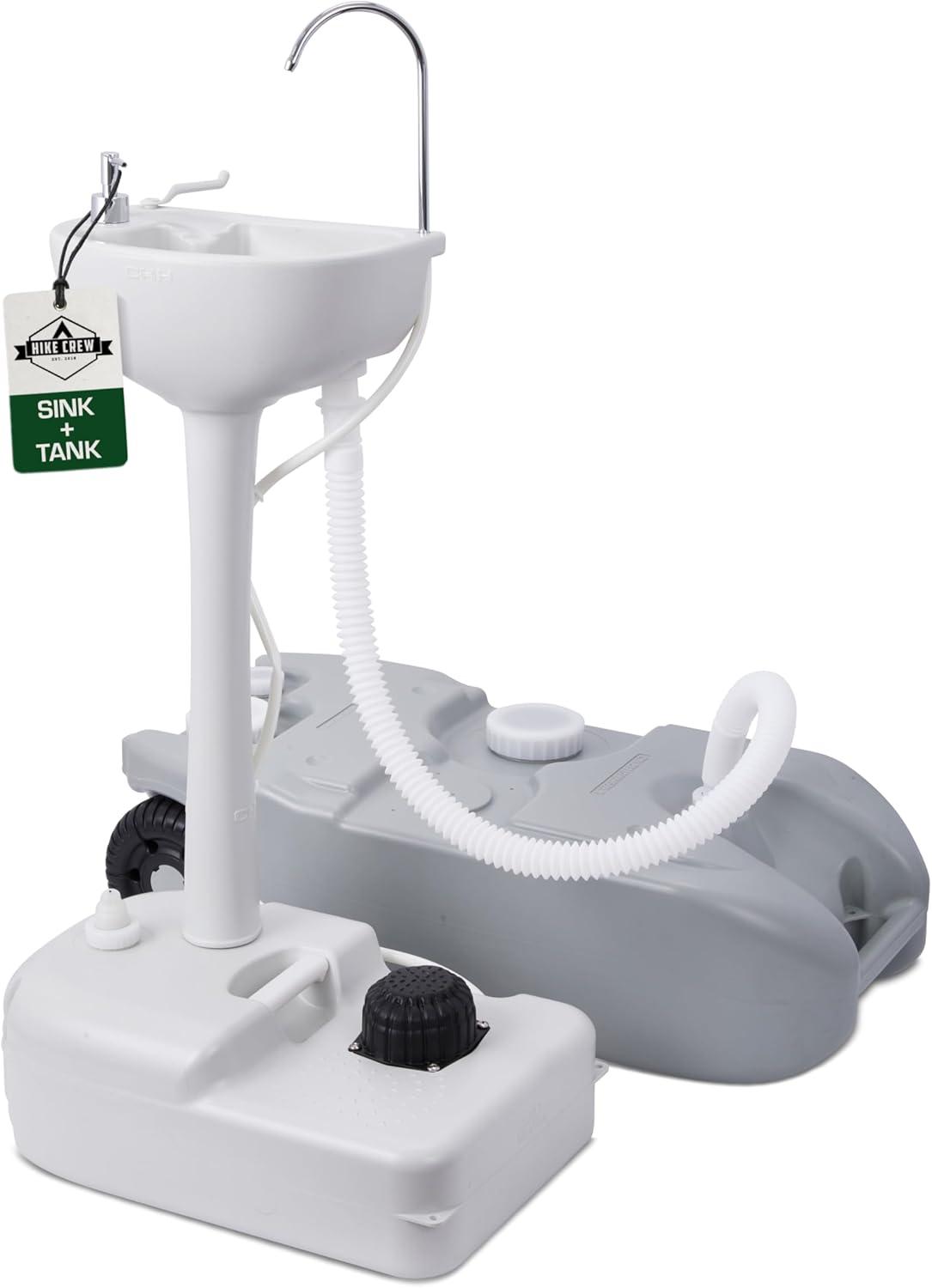 Hike Crew Portable Sink & Waste Tank, Portable Hand Washing Station W/4.5 Gal Capacity & 10 Gal Tank