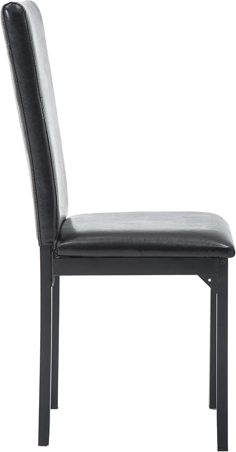 Set of 4 Arjen Dining Chairs Black - Boraam: Faux Leather, Metal Frame, Contemporary Style